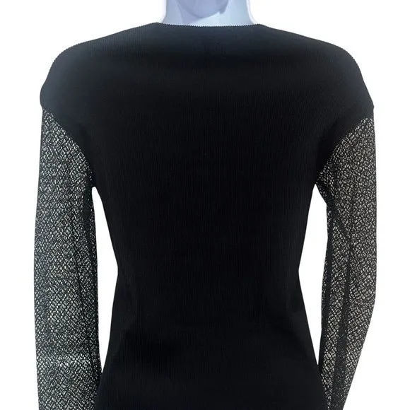 Maje Lysea Mixed Media Long Sleeve Top Fairygoth Party Grunge Chic Size 1 (S) - Image 5