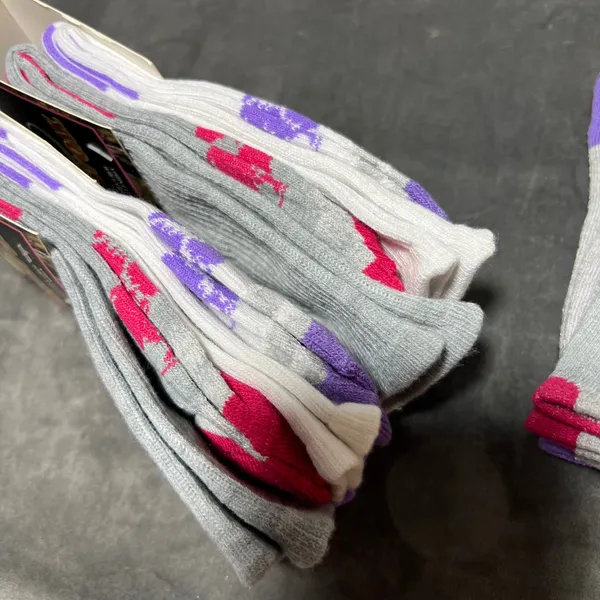 Mossy Oak‎ Ladies Crew Half Cushion Socks 6 Pairs Grey White Pink Purple 4-10 - Image 5