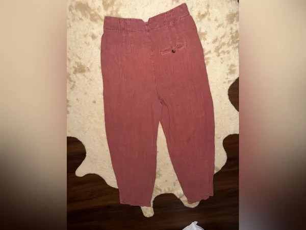 FREE PEOPLE Calla Pleated Trousers red $100 fall linen blend - Image 10