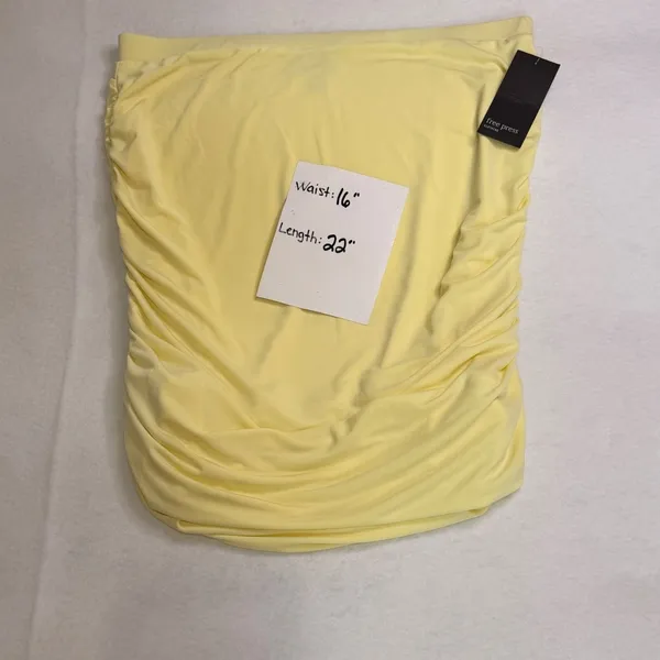 Free Press NWT Women Yellow Ruched Bodycon Mini Skirt Size L NWT - Image 5