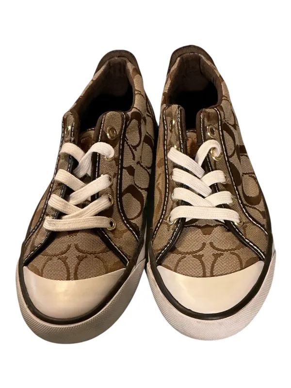 Coach Barrett Signature Canvas Low Top Sneakers Brown / Tan Size 7B - Image 2
