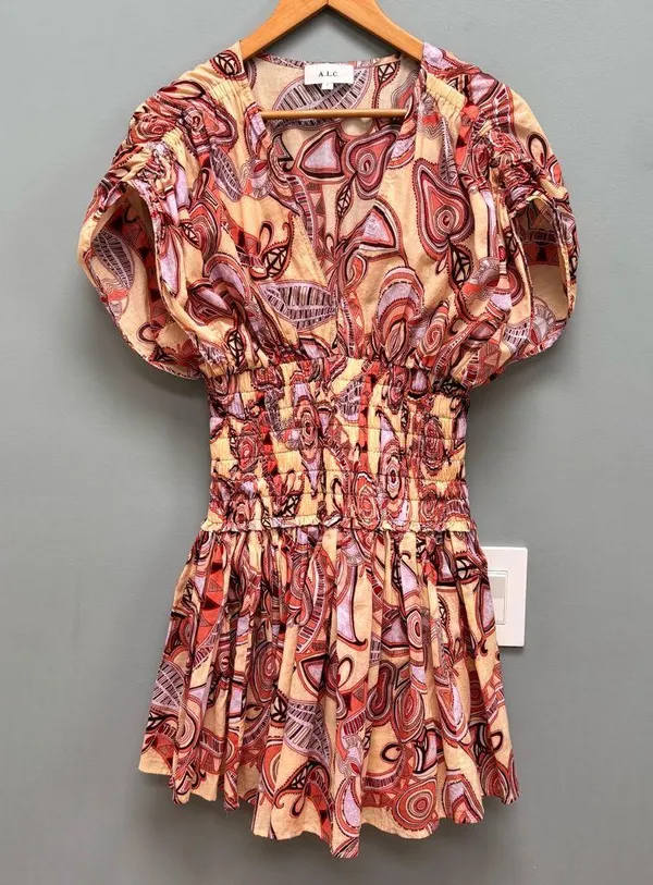 A.L.C. Luna Smocked Split-Sleeve Mini Dress 2 - Image 3