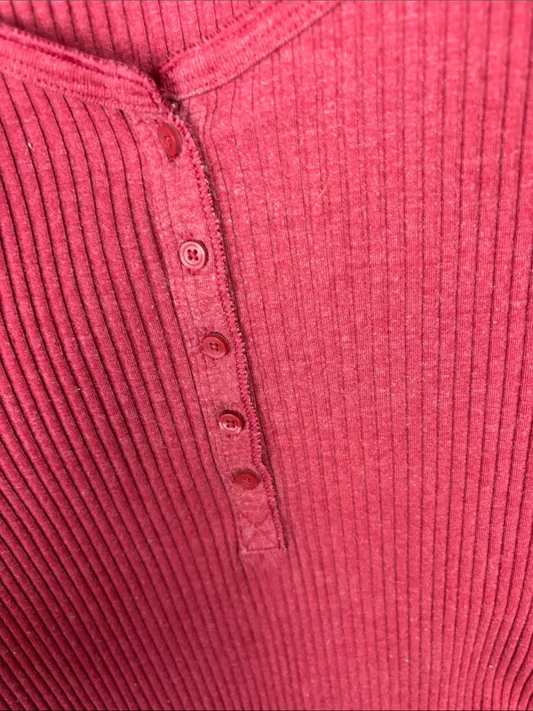Aerie Women’s Ribbed Long-Sleeve Henley Top - cherry tart - Image 3