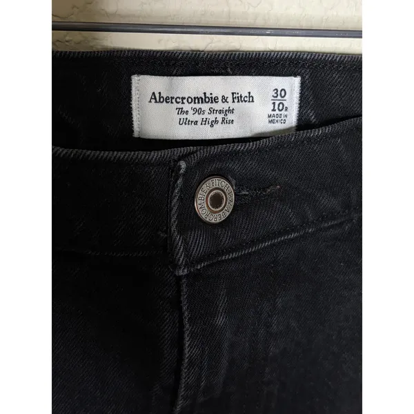 Abercrombie & Fitch 90s Straight Jeans Black Ultra High Rise 30x31 Denim - Image 3