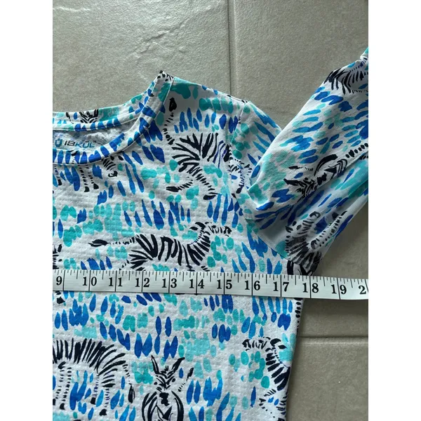 Ibkul‎ Tillie Dress Small Blue White Long Sleeve Mesh Stretch Golf Tennis UPF - Image 3