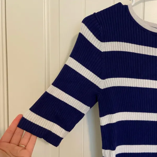 Express women’s blue striped stretchy thin‎ knit sweater — large - Image 2