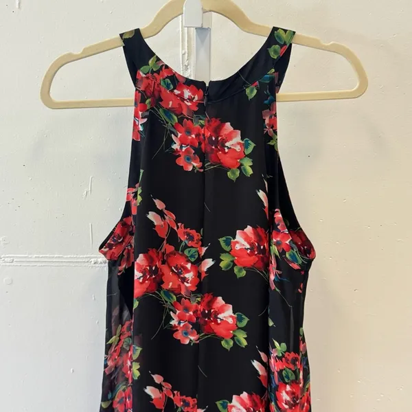 Betsey Johnson Black Floral Sleeveless Halter Mini Flowy‎ Romantic Dress Sz 10 - Image 6