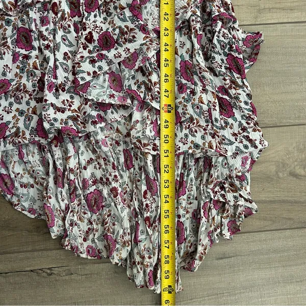 Anthropologie RAGA Summer Bloom Pink Red Cream Floral Ruffle High-Low Dress XS - Image 13