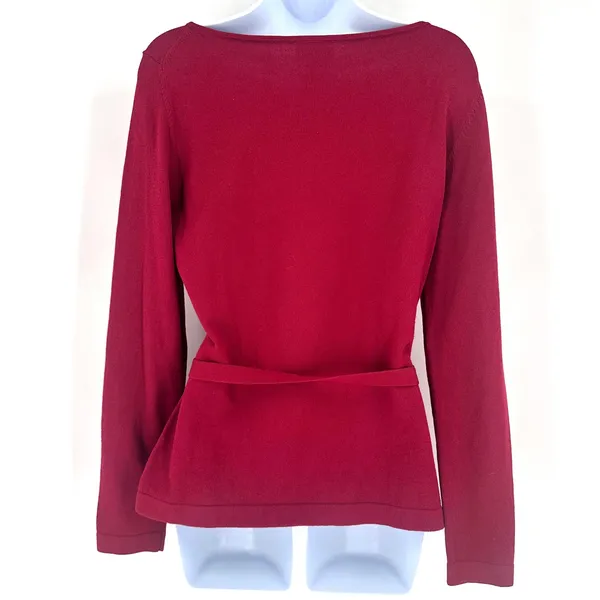 Y2K‎ Ann Taylor LOFT Red Boat Neck Long Sleeve Sweater Top Size M Rayon Nylon - Image 3