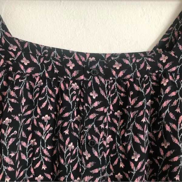 Ann Taylor Loft Floral Square Neck Long Sleeve Lightweight Blouse Top Medium - Image 4