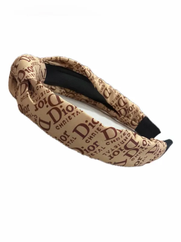Source Unknown NWOT Fashion Headband Beige w/Brown “D” Prints - Image 4