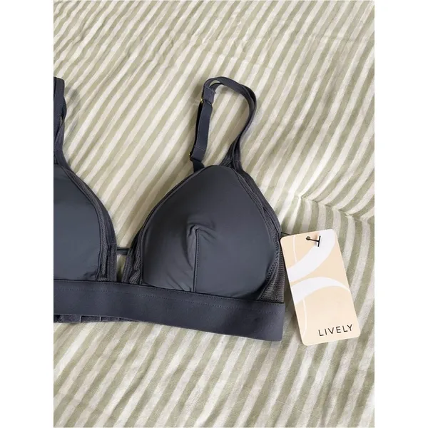 New Lively Mesh Trim Bralette Size XS Smoke Gray - Image 2