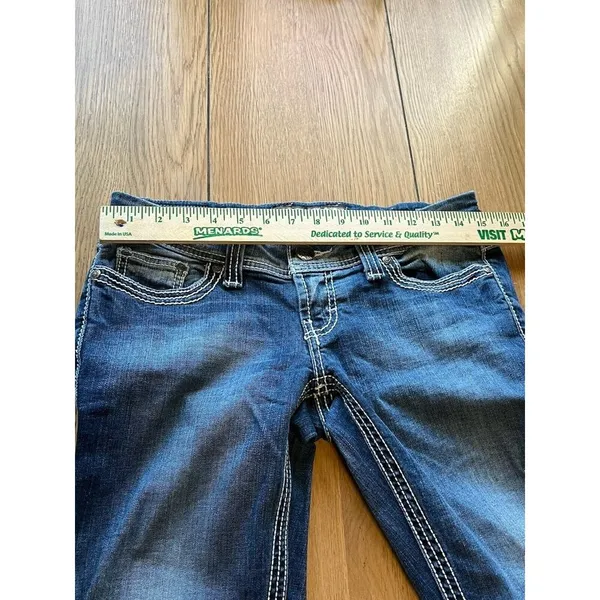 BKE STELLA Denim Blue Jeans Women's Size 27 24" CROP 3" Single Cuff Preppy Party - Image 16