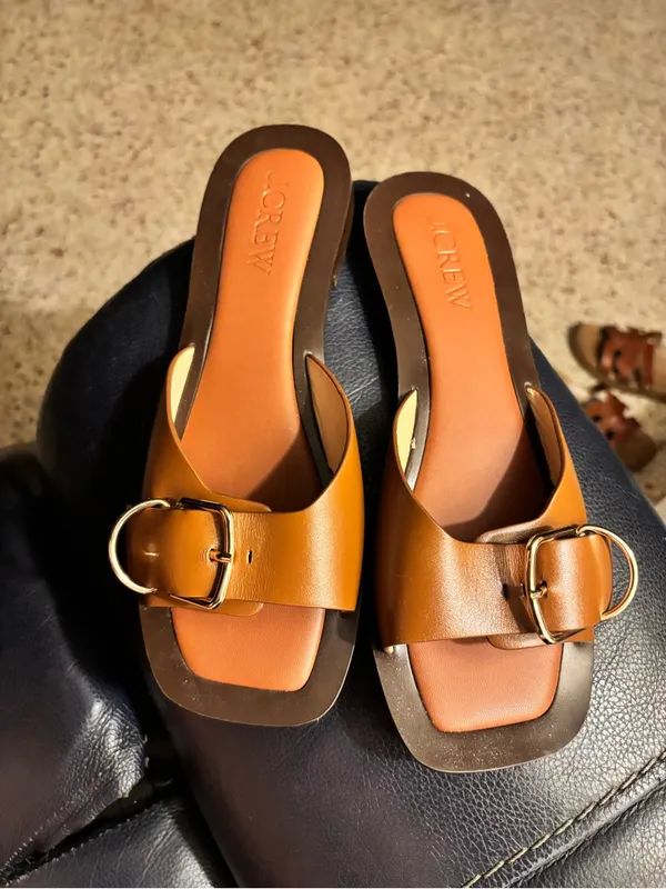 J. Crew Callie Buckle Sandals in Cedar Brown Leather Size 8 - Image 3