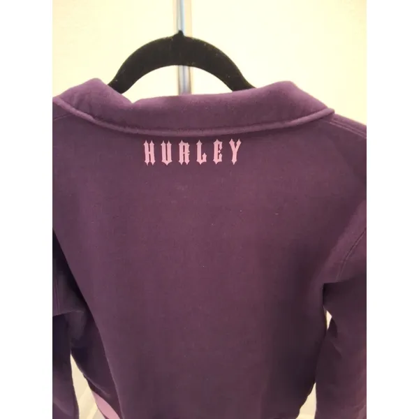 Hurley L Purple Pink Fleece Jacket Zip Up Logo Long Sleeve Women's - Image 7