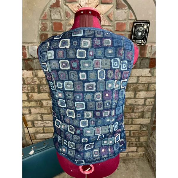 vest jersey textured blue 1980s - Image 5