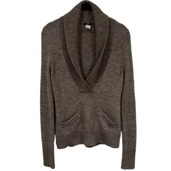 J. Crew Alpaca Blend Plunge V-Neck Long Sleeve Sweater Capsule Cozy Cabincore‎ S - Image 2