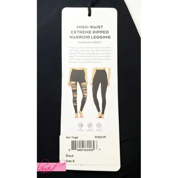 Alo High-Waist Extreme Ripped Warrior Leggings Black Edgy Hi-Rise Destroyed Pant - Image 11