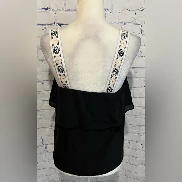 J.Crew Factory Black Embroidered Tank Top Size 2 - Image 4