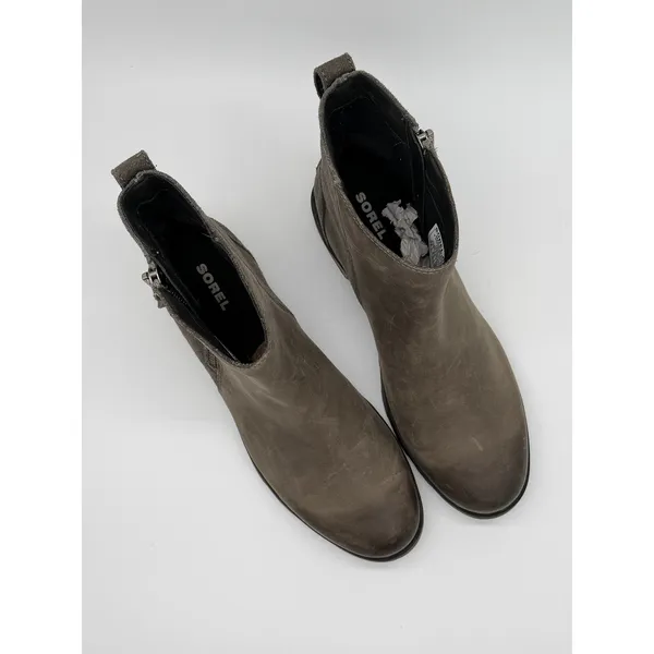 SOREL Emelie Boots Womens 7.5 Quarry Nubuck Suede Waterproof Zip Ankle Booties - Image 5