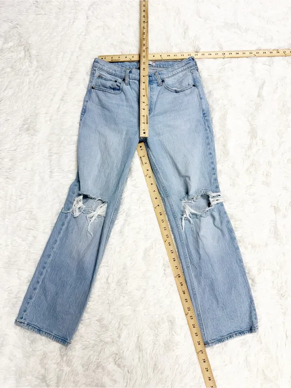 Abercrombie & Fitch 90s Straight Mid Rise Jeans 28 Short Distressed - Image 5