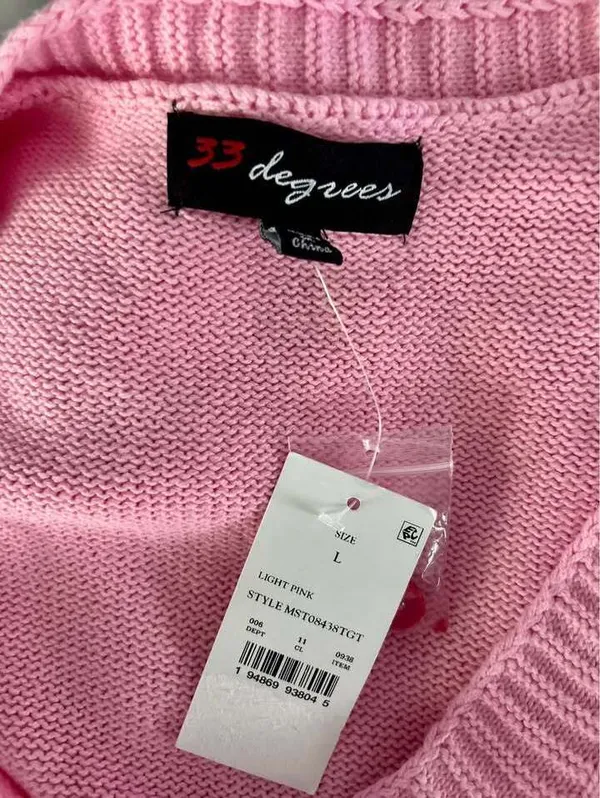 Pink Cardigan with Red Hearts NWT Women’s Size Large - Image 6