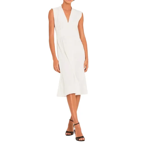ba&sh Lady Dress Women XS Off-White‎ Sleeveless Button Front Midi Parisian Chic - Image 13