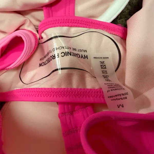 NWT SUUKSESS Pink Color Block Underwire Bikini Set Cheeky High Cut Medium - Image 5