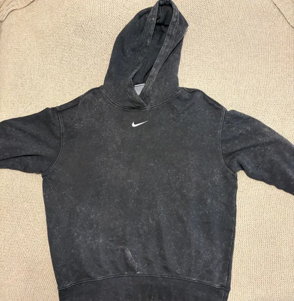 Nike Women's Grey/Black Acid Wash Hoodie - Image 2