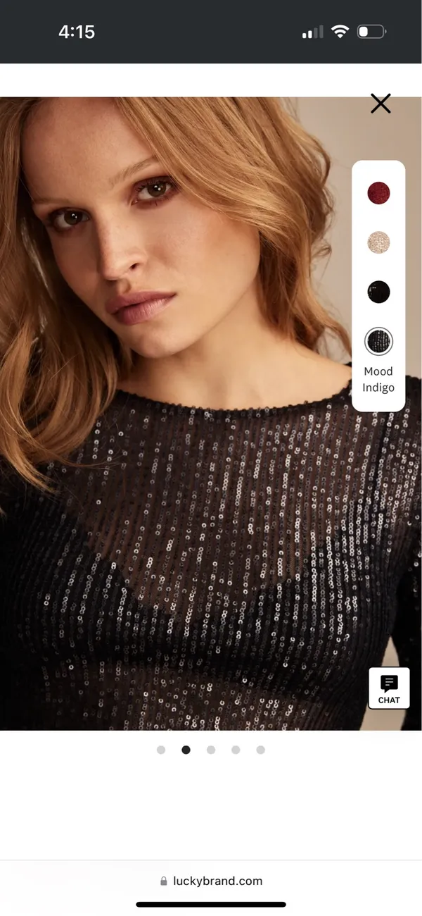 Lucky Brand Sequin Sheer Long Sleeve Top - Image 2