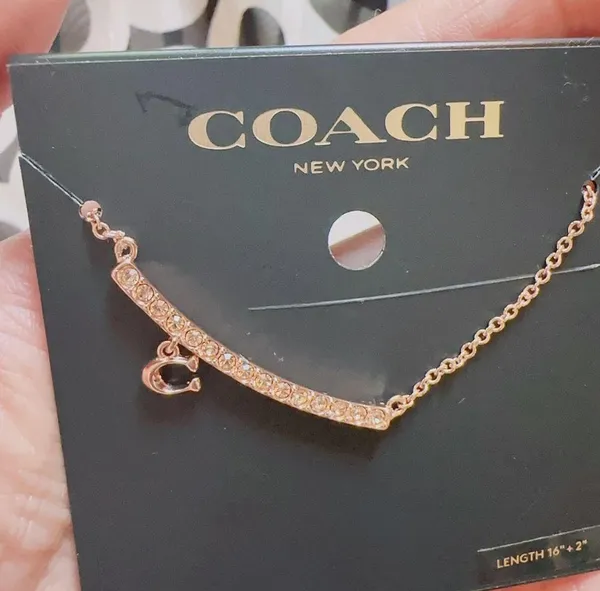 Coach RoseGold Pave Signature Bar Necklace 91431 NWT - Image 8