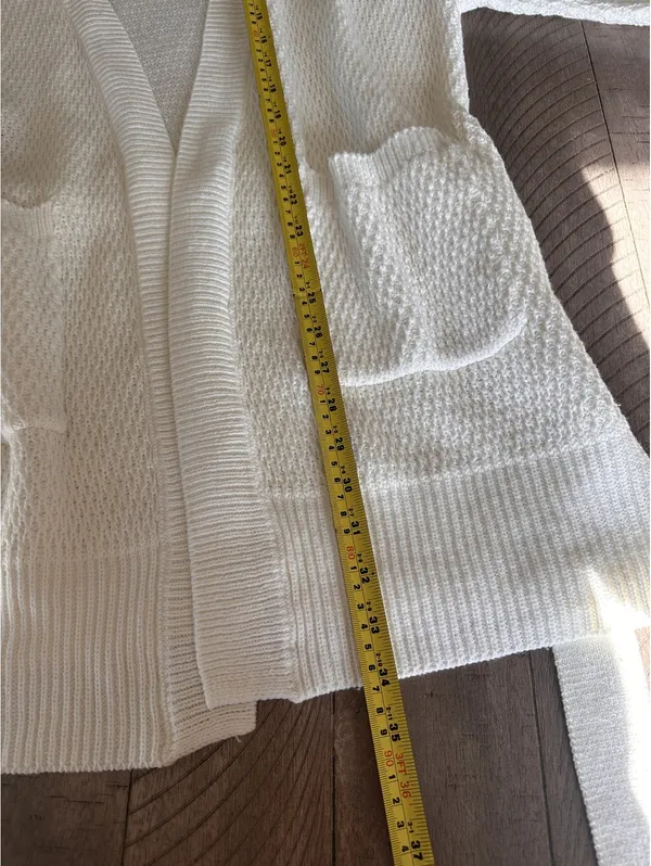 NWT Evereve Nico Wrap Cardigan Sweater Off White Women’s size Medium - Image 10