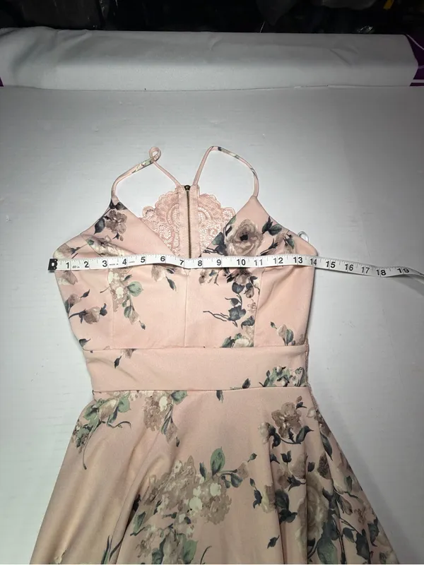 Windsor Blush Floral High-Low Spaghetti Strap Dress - Image 6