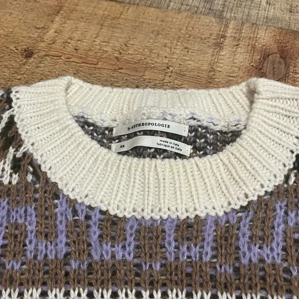 Anthropologie Women's Chunky Wool Blend Multicolor Fabiana Sweater Sz XS Neutral - Image 6