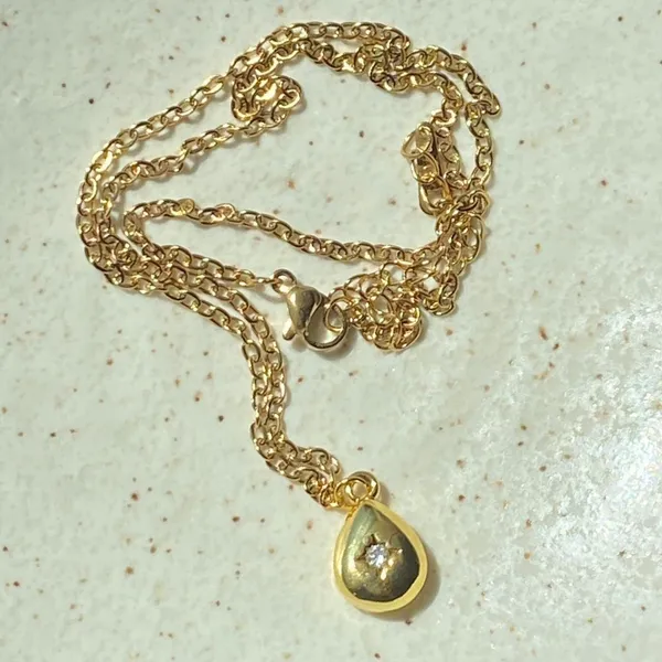 Handmade gold tone stainless oval beam necklace🌟 - Image 5