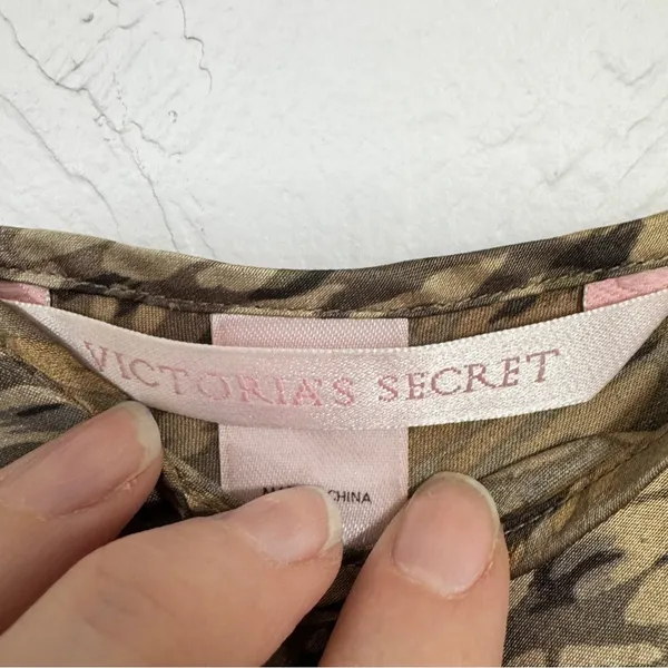 Victoria Secret Brown Animal Print Camisole Tank Top Women’s M Glam Satin Blouse - Image 5