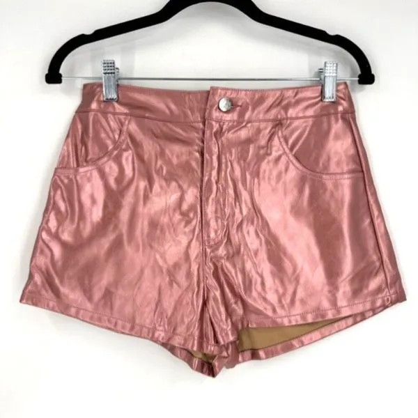 By the Way‎ Hazel Hot Short Pink Metallic Shorts Faux Leather Size Small Concert - Image 3