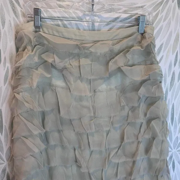 Queue Colette 100% Silk Textured Maxi‎ Skirt NWT 10 Silver Sage Formal Fairycore - Image 3