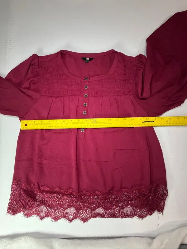 Frye Fuchsia Lace-Hem Peasant Blouse - Image 4