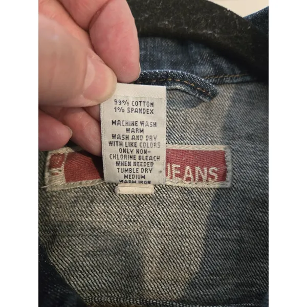 Gap Vintage Denim Jacket Y2K Red Tag M Womens Blue Medium Wash Trucker Jean - Image 8