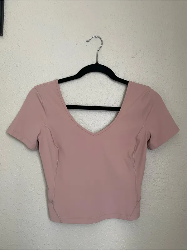 Lululemon Align T Shirt Size 4 Pink Clay Short Sleeve V Neck Buttery Soft - Image 5