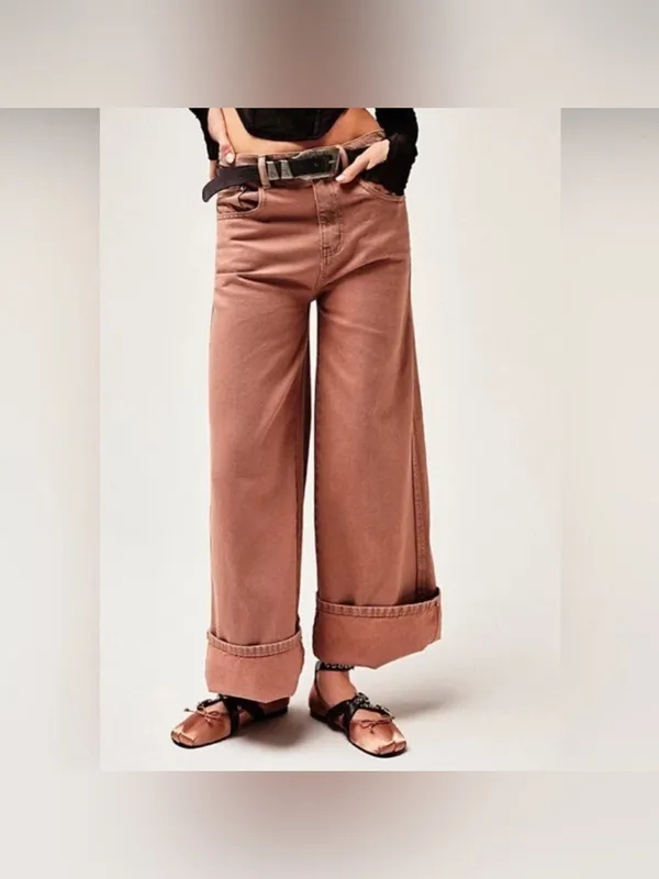 NWOT Free People We The Free CRVY Gia Wide-Leg Jeans - sand dune mauve - 27 - Image 8