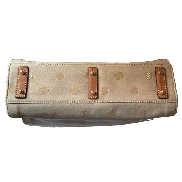 Dooney & Bourke Tan Polka Dot Tote Gold Hardware Bag Charm 12 x 10 x 4 - Image 10