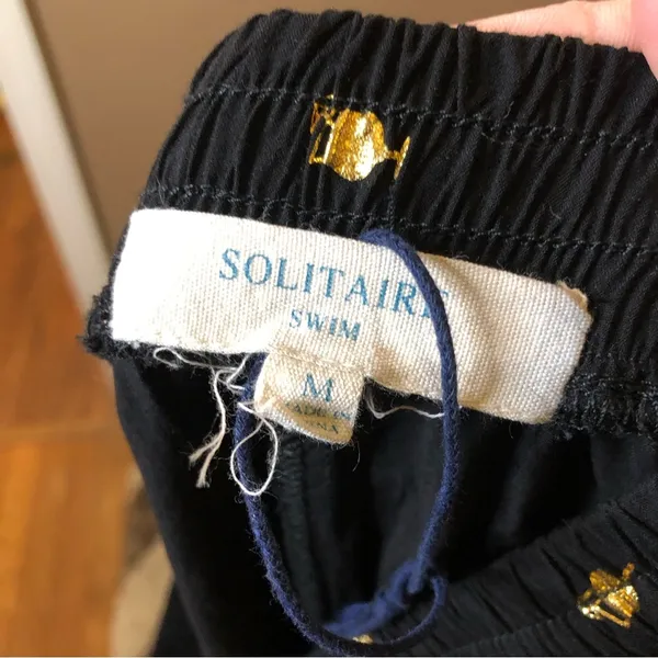 Solitaire Swim Martini Glass Coverup Wide Leg‎ Pants Black Gold Medium - Image 6