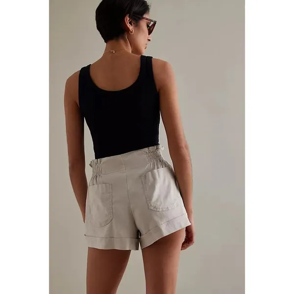 By Anthropologie Cream Paper Bag High Rise Flowy Shorts Size 0 - Image 2