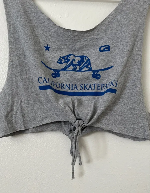 Heather Grey Tank Crop Top Gray - Image 6