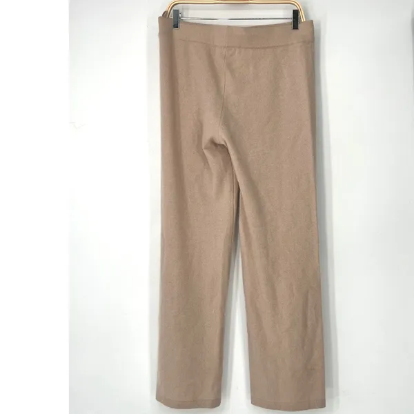L Neiman Marcus pants 100% Cashmere beige pink wide-leg knit pull-on lounge - Image 5