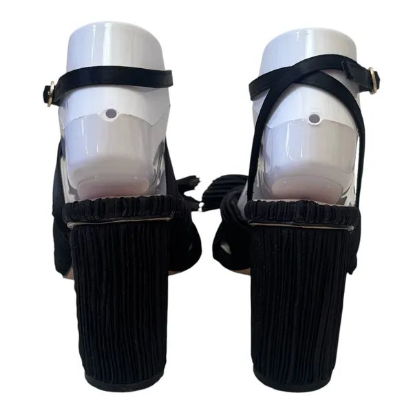MUCCUTE Bow Knot Block Heel Sandals Ankle Buckle‎ Black Special Occasion 9.5 - Image 6