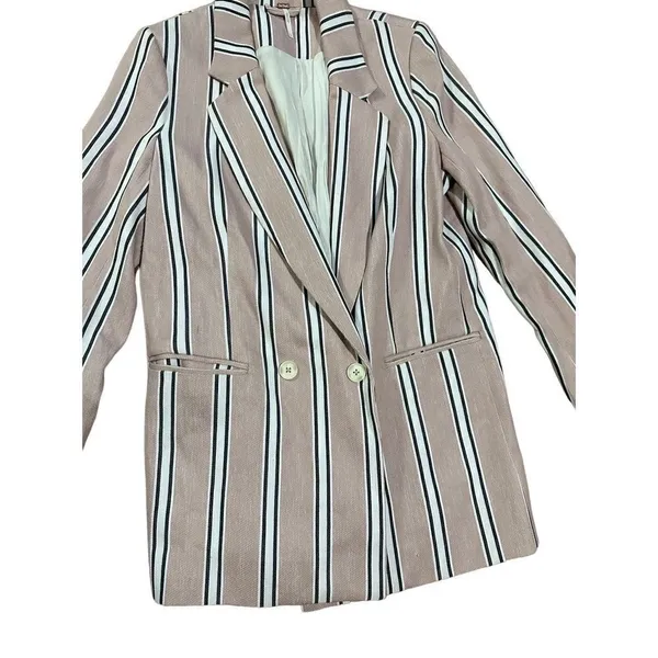 Free People Uptown Girl Blazer sz small‎ soft pink combo - Image 12