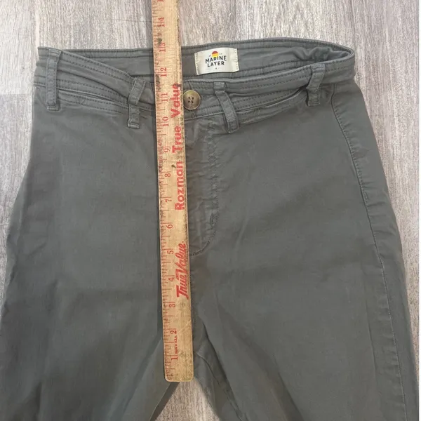 Marine Layer Bridget Crop Pant AOlive Green High Rise Wide Leg Size 4‎ - Image 7
